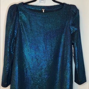Free People Blue Shimmer Dress BNWT